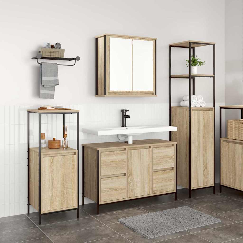 Ensemble de mobilier de salle de bain 3 pc Chêne Sonoma et noir - XIOS