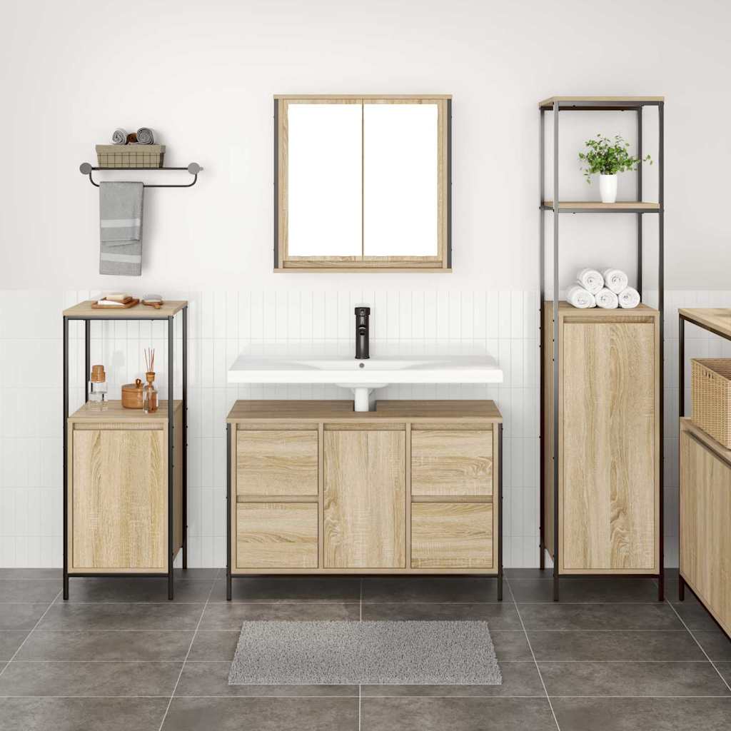 Ensemble de mobilier de salle de bain 3 pc Chêne Sonoma et noir - XIOS