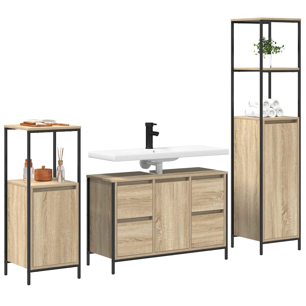 Ensemble de mobilier de salle de bain 3 pc Chêne Sonoma et noir - XIOS