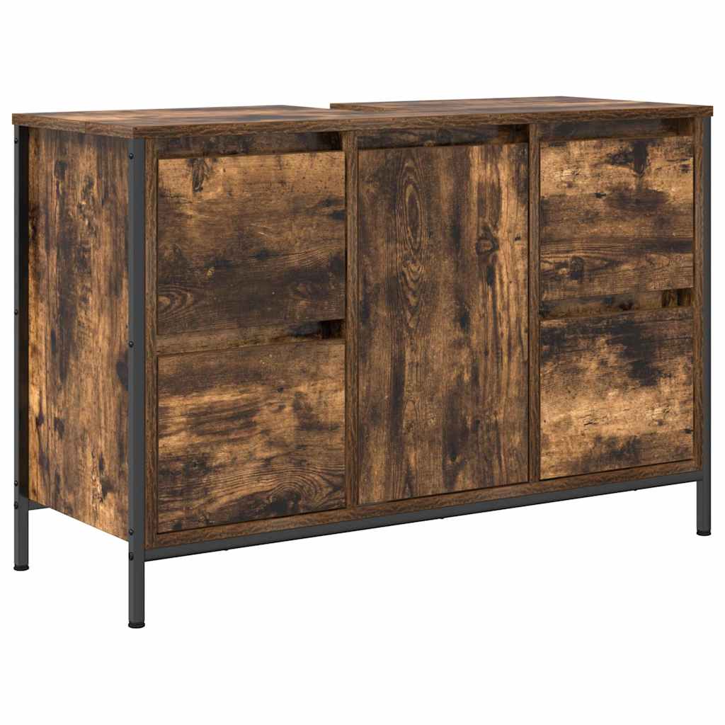 Ensemble de mobilier de salle de bain 3 pc Chêne fumé et noir - XIOS