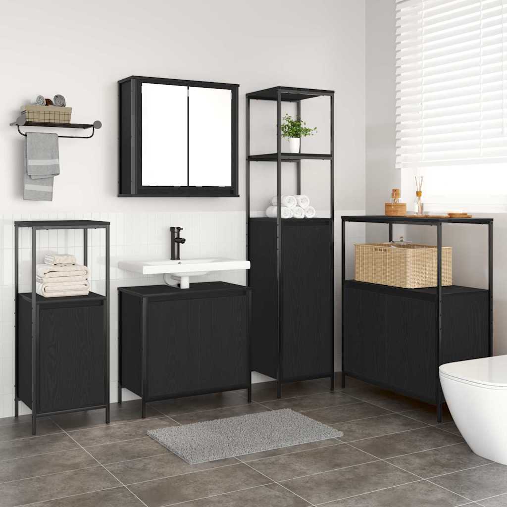 Ensemble de mobilier de salle de bain 5 pc Chêne noir - XIOS