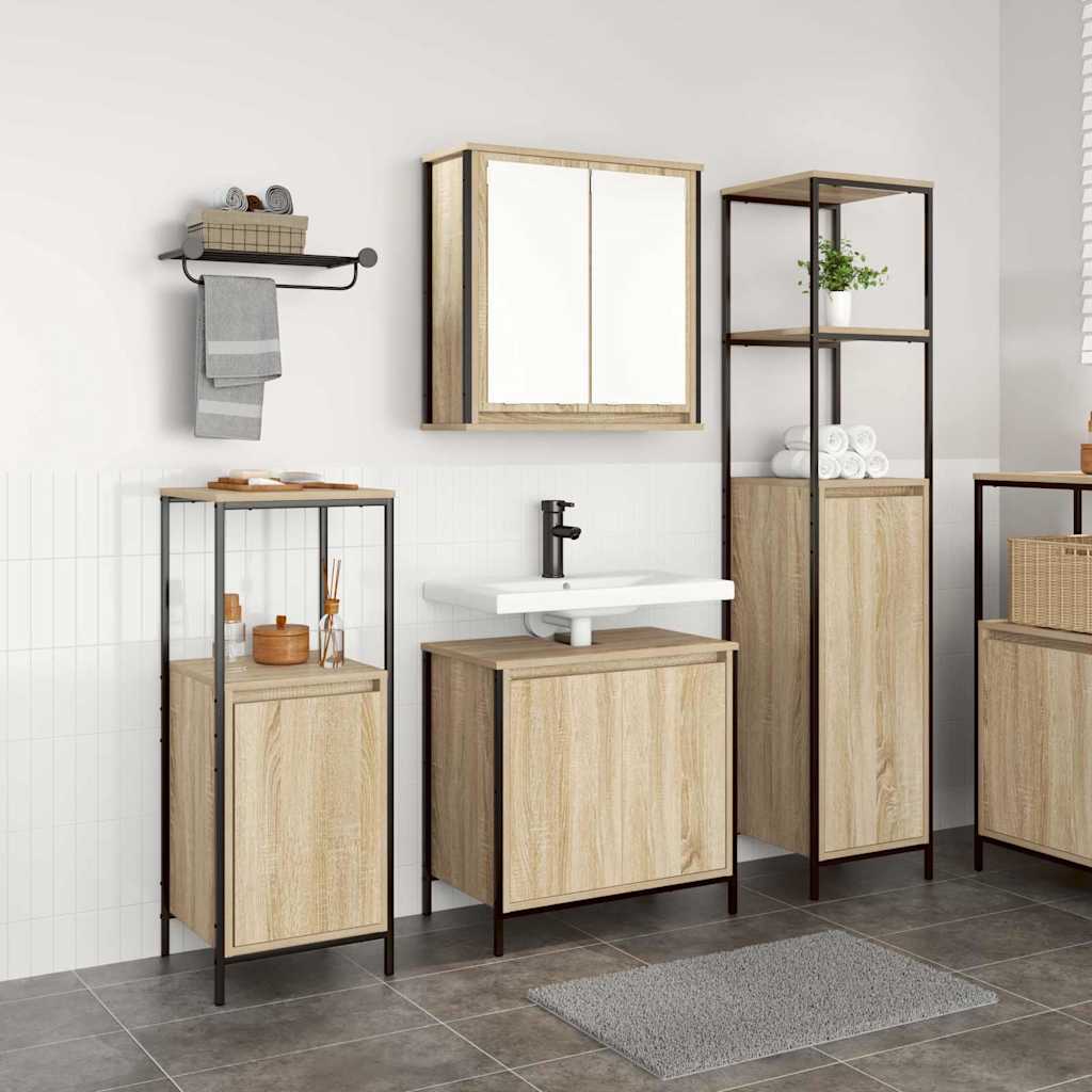 Ensemble de mobilier de salle de bain 3 pc Chêne Sonoma et noir - XIOS