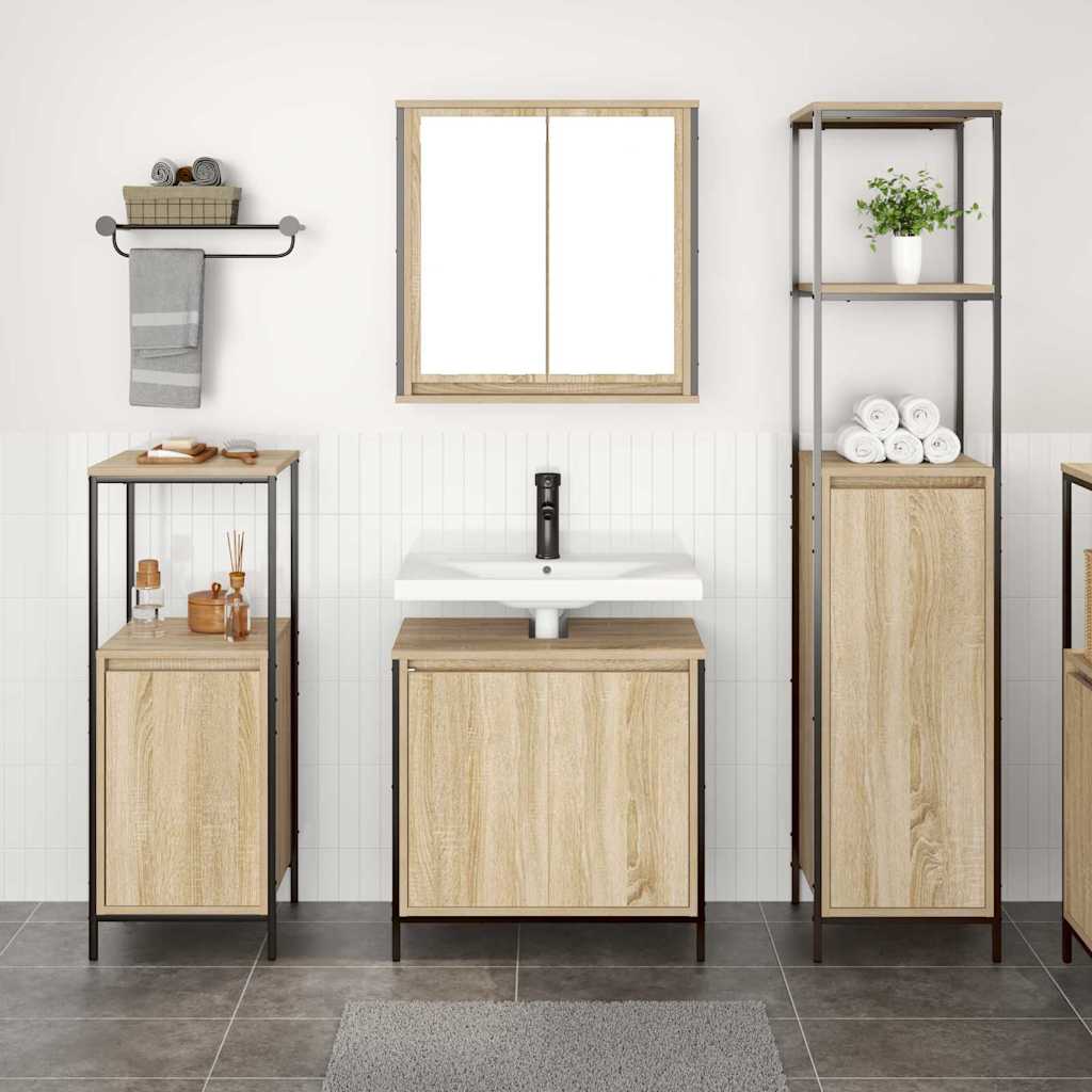 Ensemble de mobilier de salle de bain 3 pc Chêne Sonoma et noir - XIOS