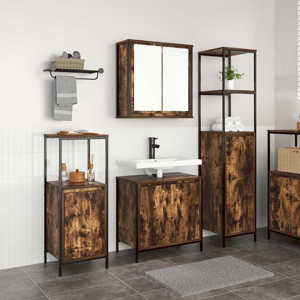 Ensemble de mobilier de salle de bain 3 pc Chêne fumé et noir - XIOS