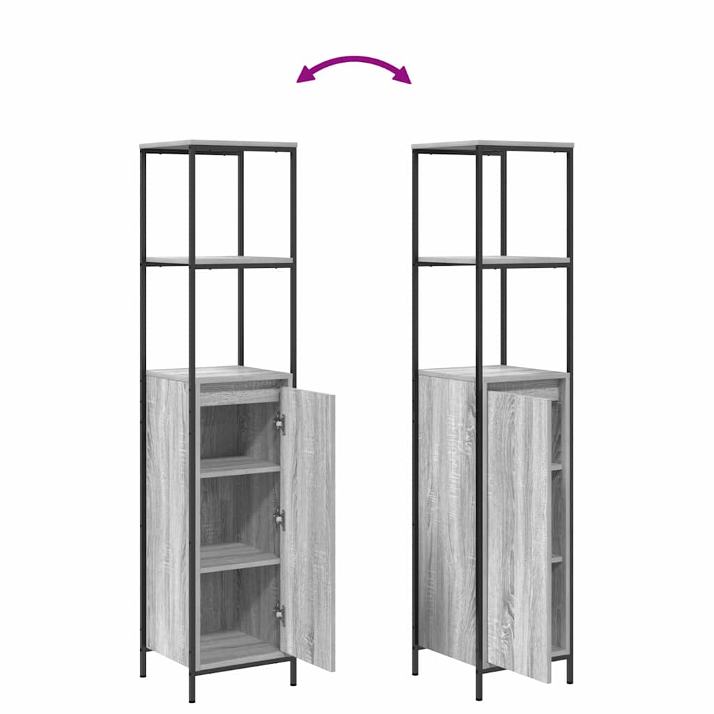 Ensemble de mobilier de salle de bain 3 pc Gris Sonoma et noir - XIOS