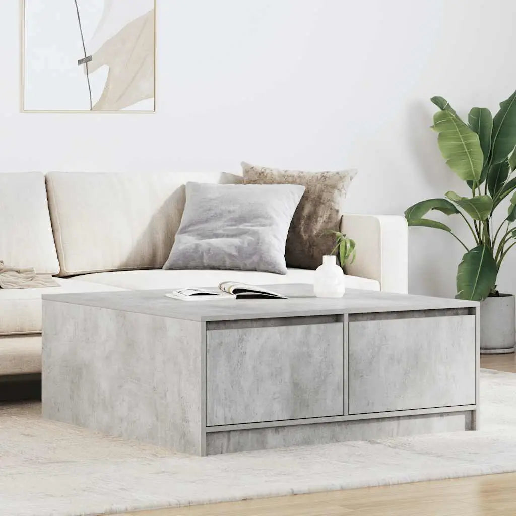 Table basse avec tiroirs gris béton 100x100x40 cm - XIOS