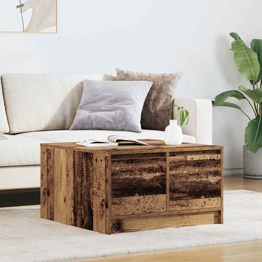 Table basse avec tiroirs vieux bois 70,5x70x40 cm - XIOS