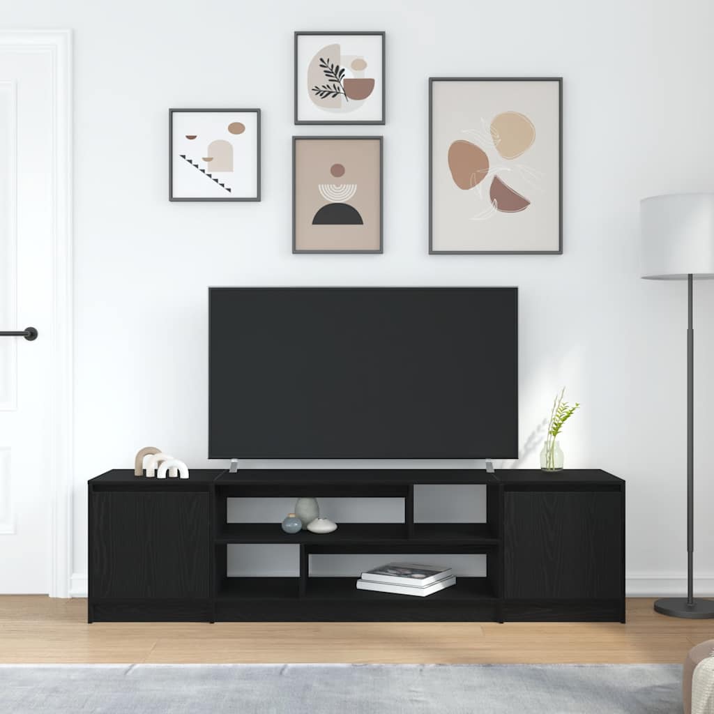 Meuble TV chêne noir 188,5x41x50 cm bois d'ingénierie - XIOS