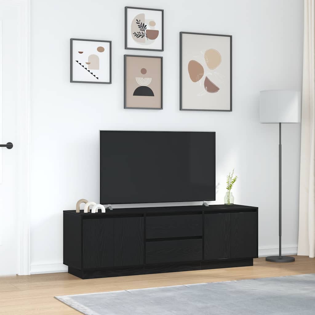 Meuble TV avec lumières LED chêne noir 160,5x41x50 cm