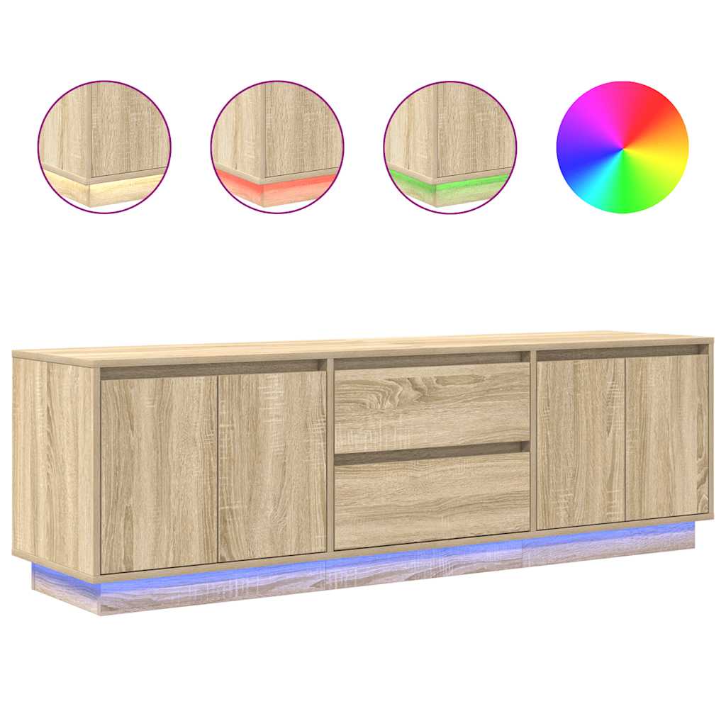 Meuble TV avec lumières LED chêne sonoma 160,5x41x50 cm