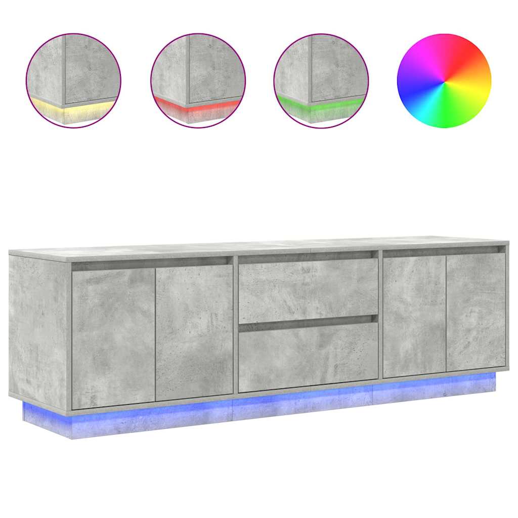 Meuble TV avec lumières LED gris béton 160,5x41x50 cm