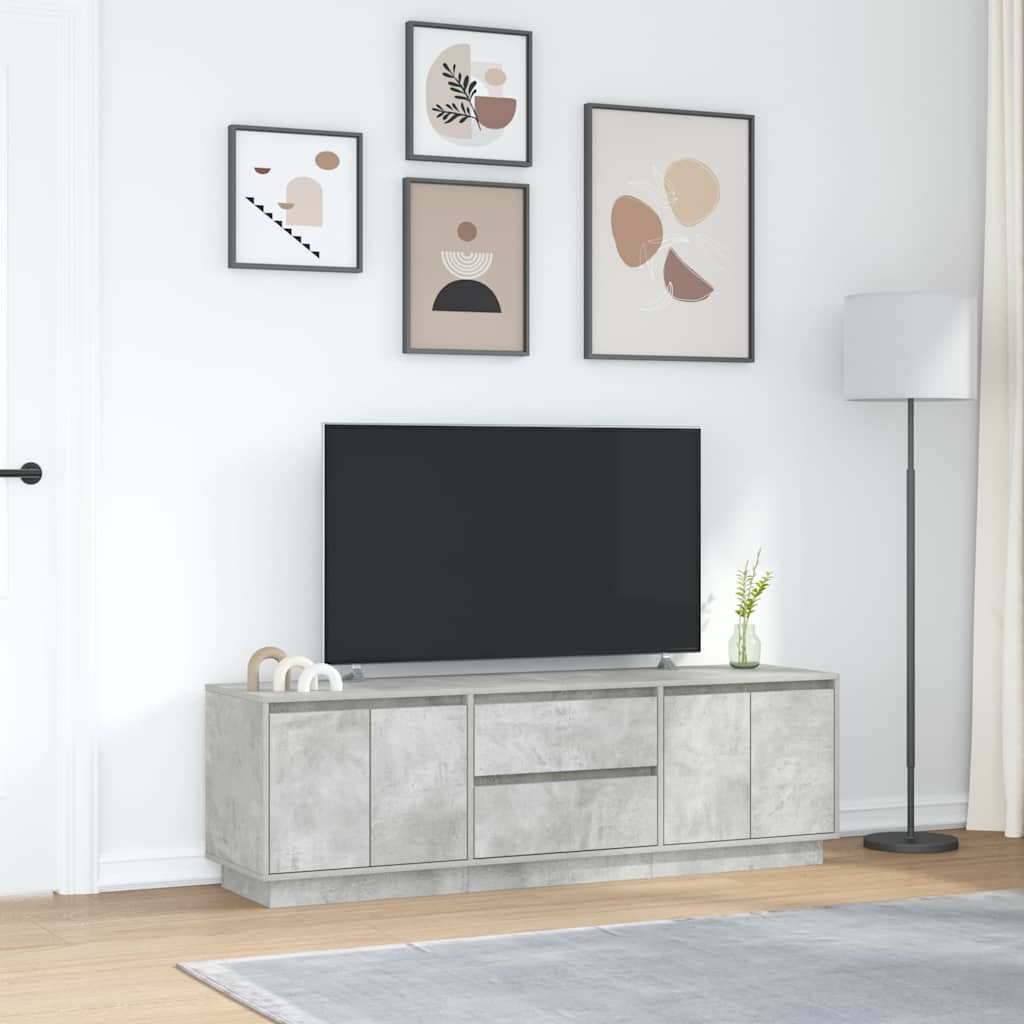 Meuble TV avec lumières LED gris béton 160,5x41x50 cm