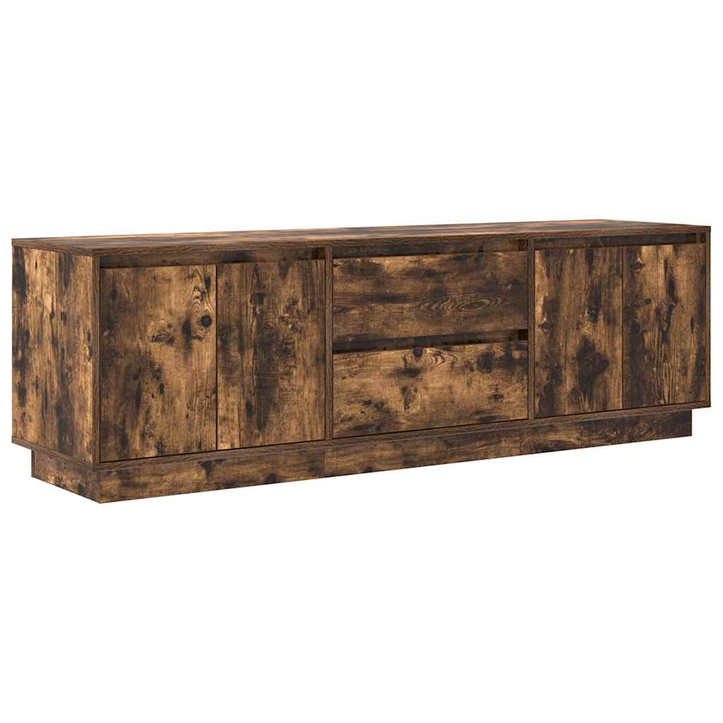 Meuble TV avec lumières LED chêne fumé 160,5x41x50 cm