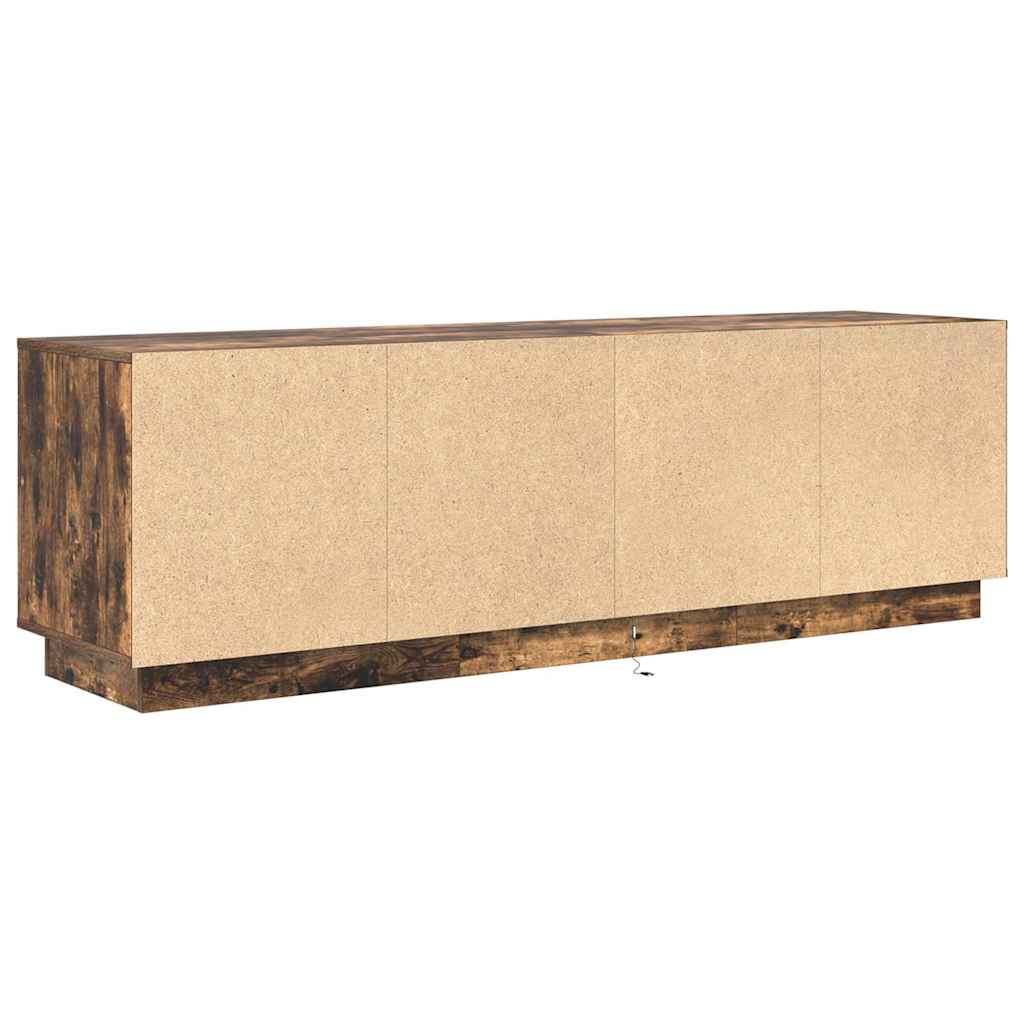 Meuble TV avec lumières LED chêne fumé 160,5x41x50 cm