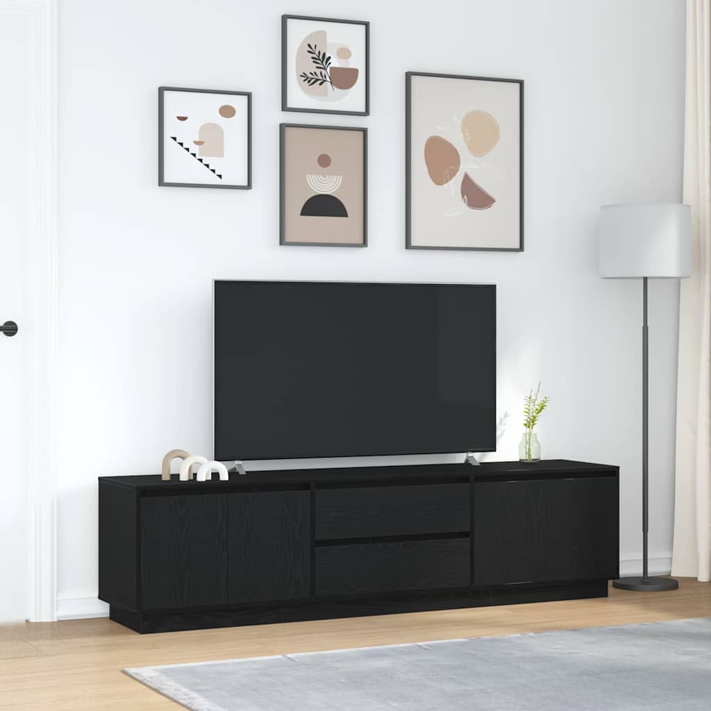 Meuble TV avec lumières LED chêne noir 193,5x41x50 cm