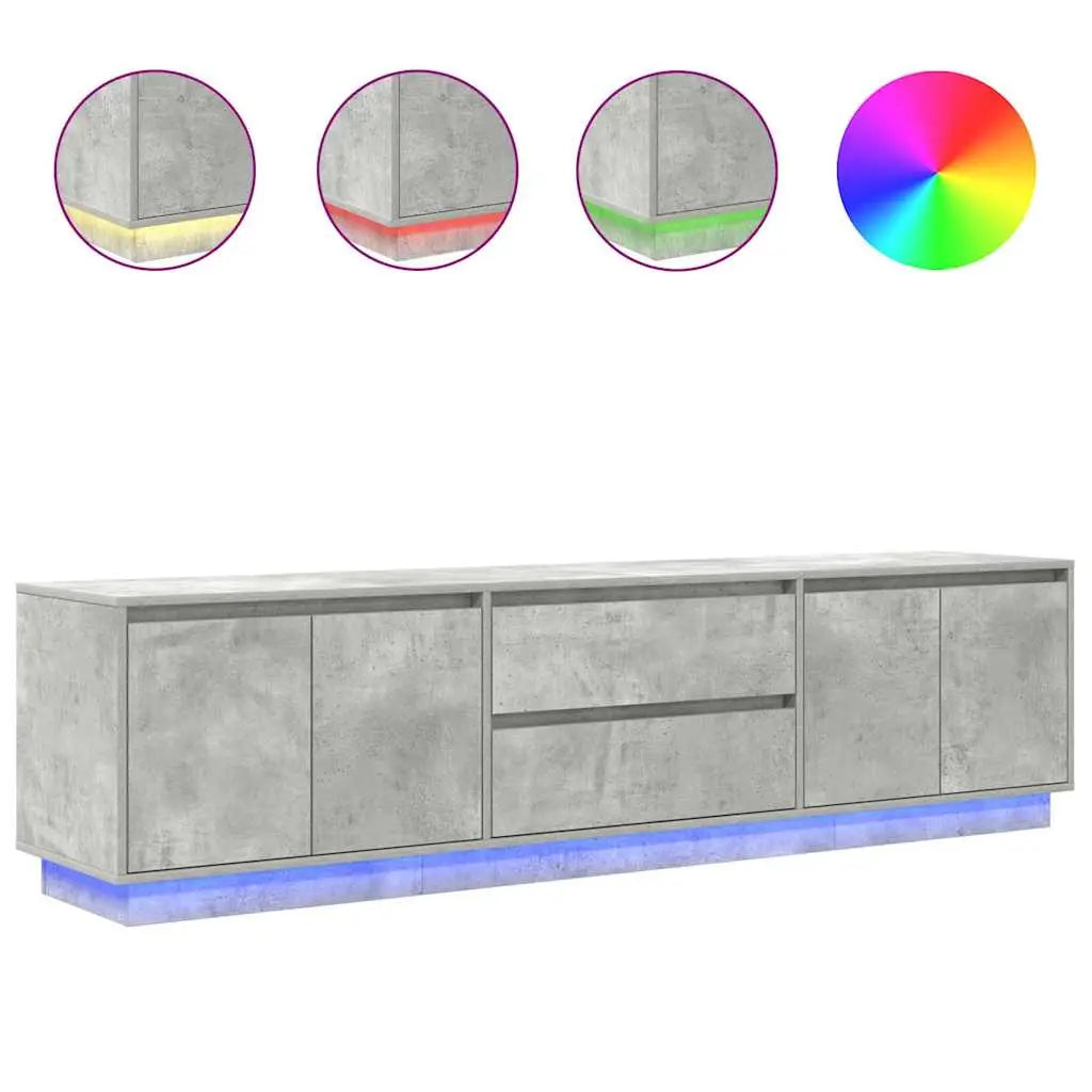 Meuble TV avec lumières LED gris béton 193,5x41x50 cm - XIOS