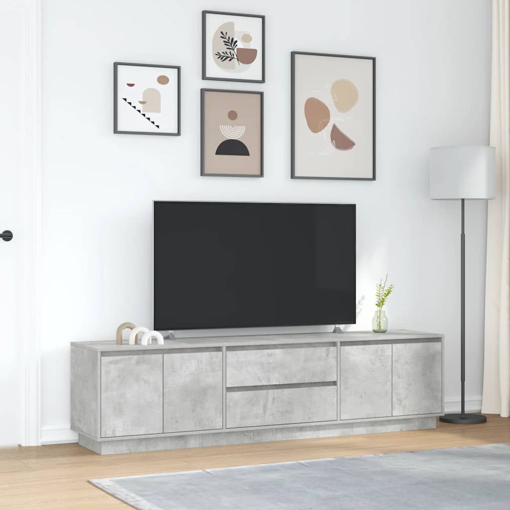 Meuble TV avec lumières LED gris béton 193,5x41x50 cm