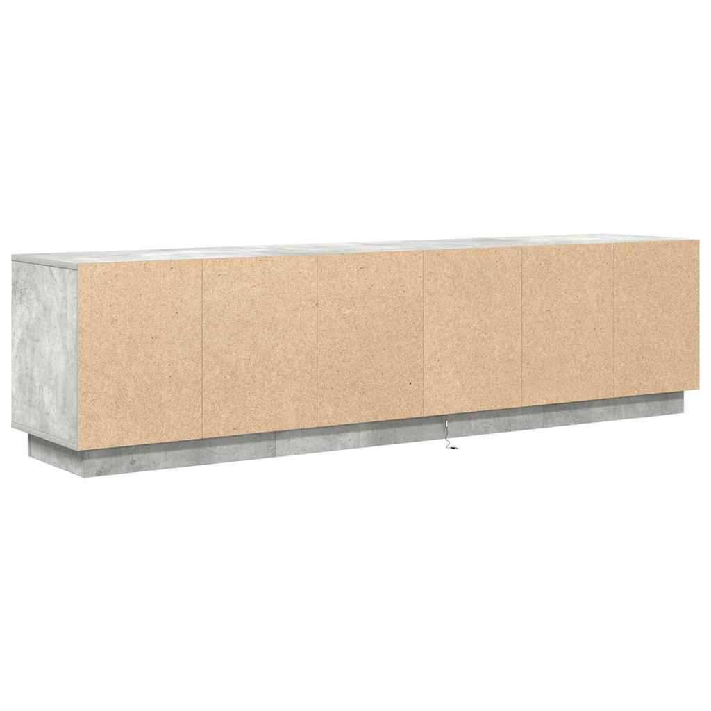 Meuble TV avec lumières LED gris béton 193,5x41x50 cm