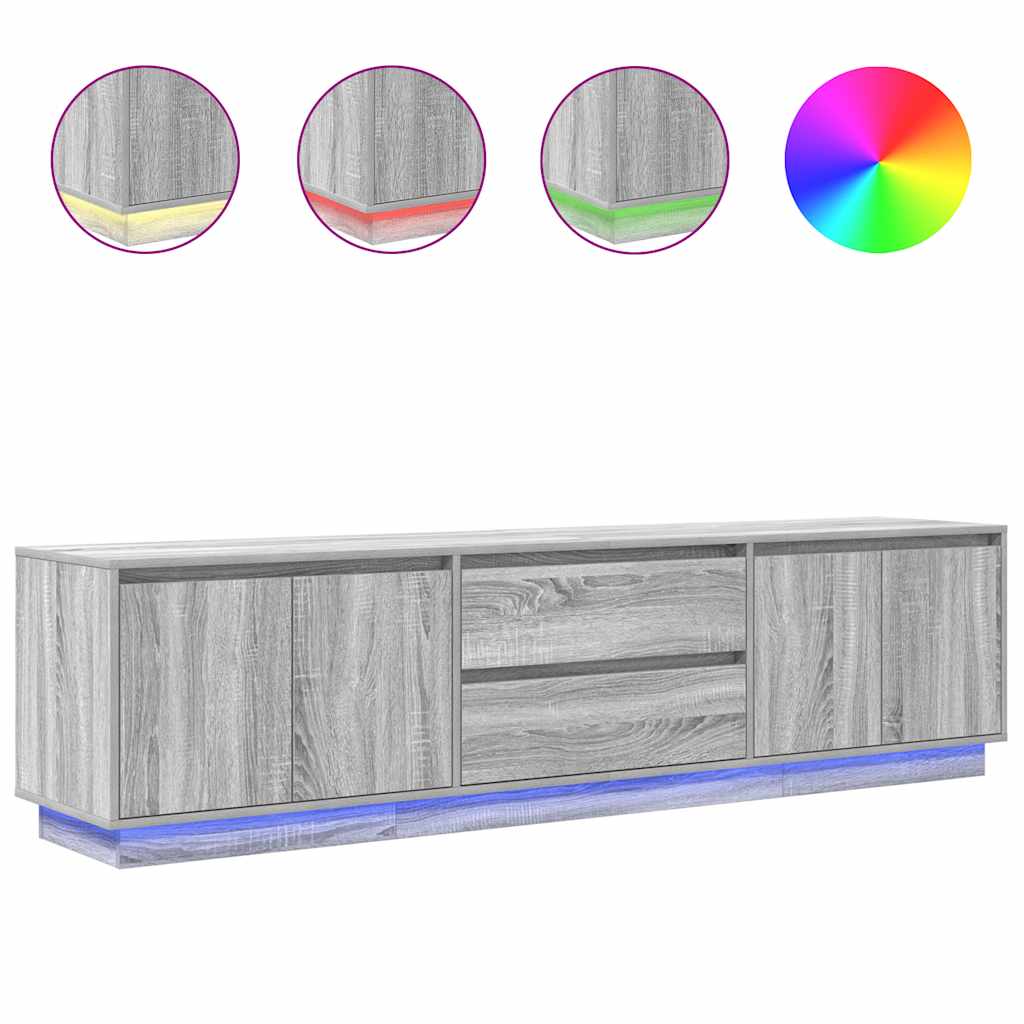Meuble TV avec lumières LED sonoma gris 193,5x41x50 cm