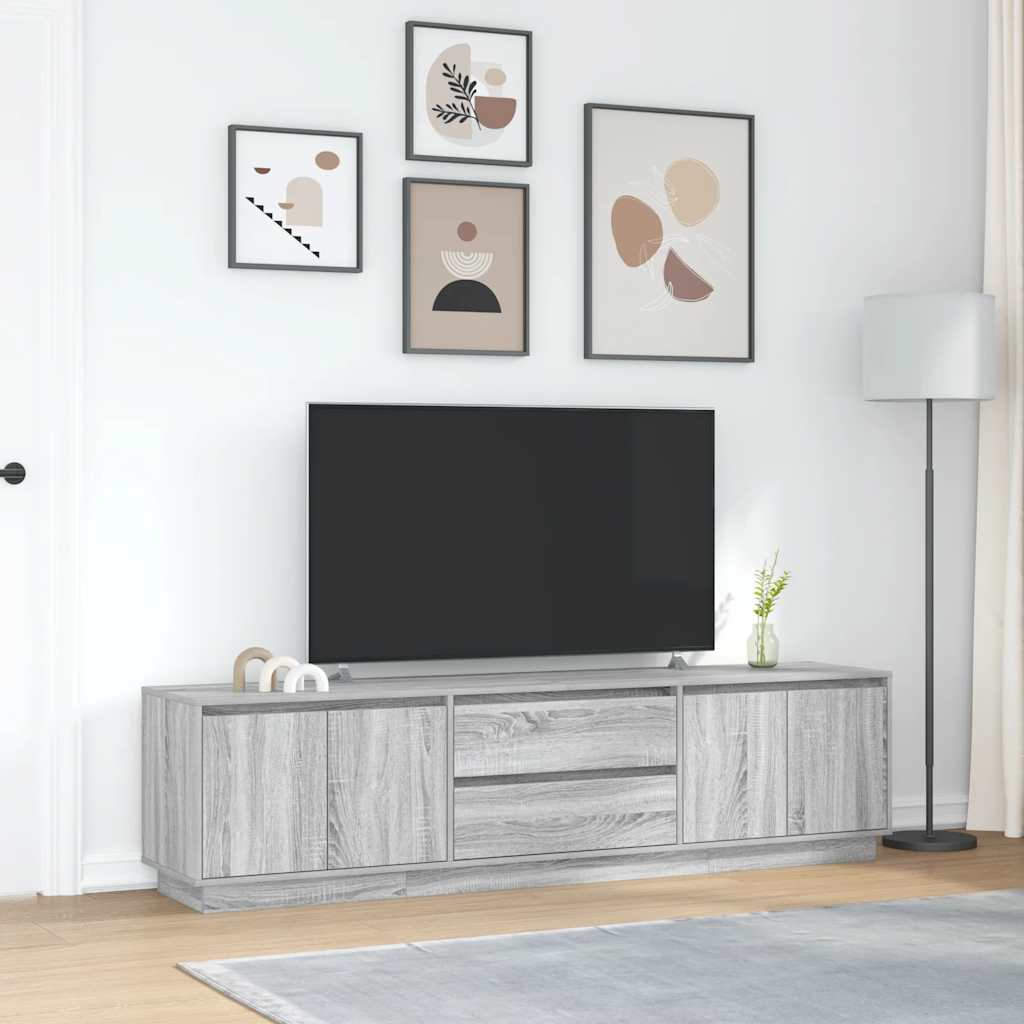 Meuble TV avec lumières LED sonoma gris 193,5x41x50 cm