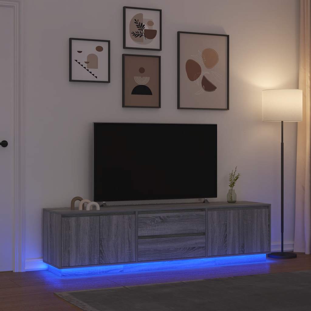 Meuble TV avec lumières LED sonoma gris 193,5x41x50 cm
