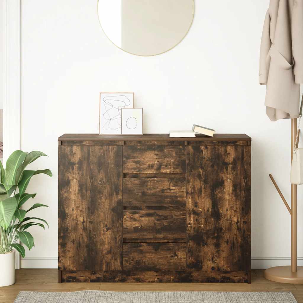 Buffet avec tiroirs chêne fumé 100,5x35x76 cm bois d'ingénierie - XIOS