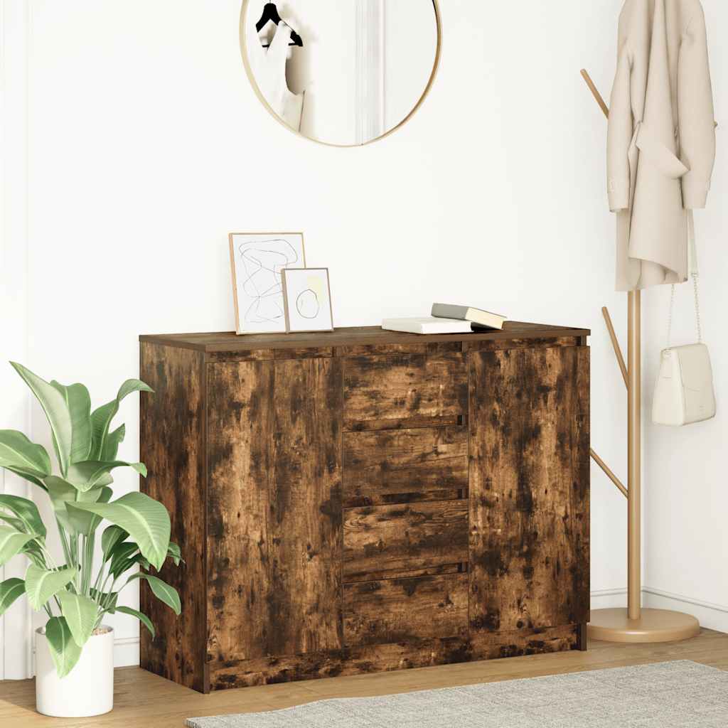 Buffet avec tiroirs chêne fumé 100,5x35x76 cm bois d'ingénierie - XIOS