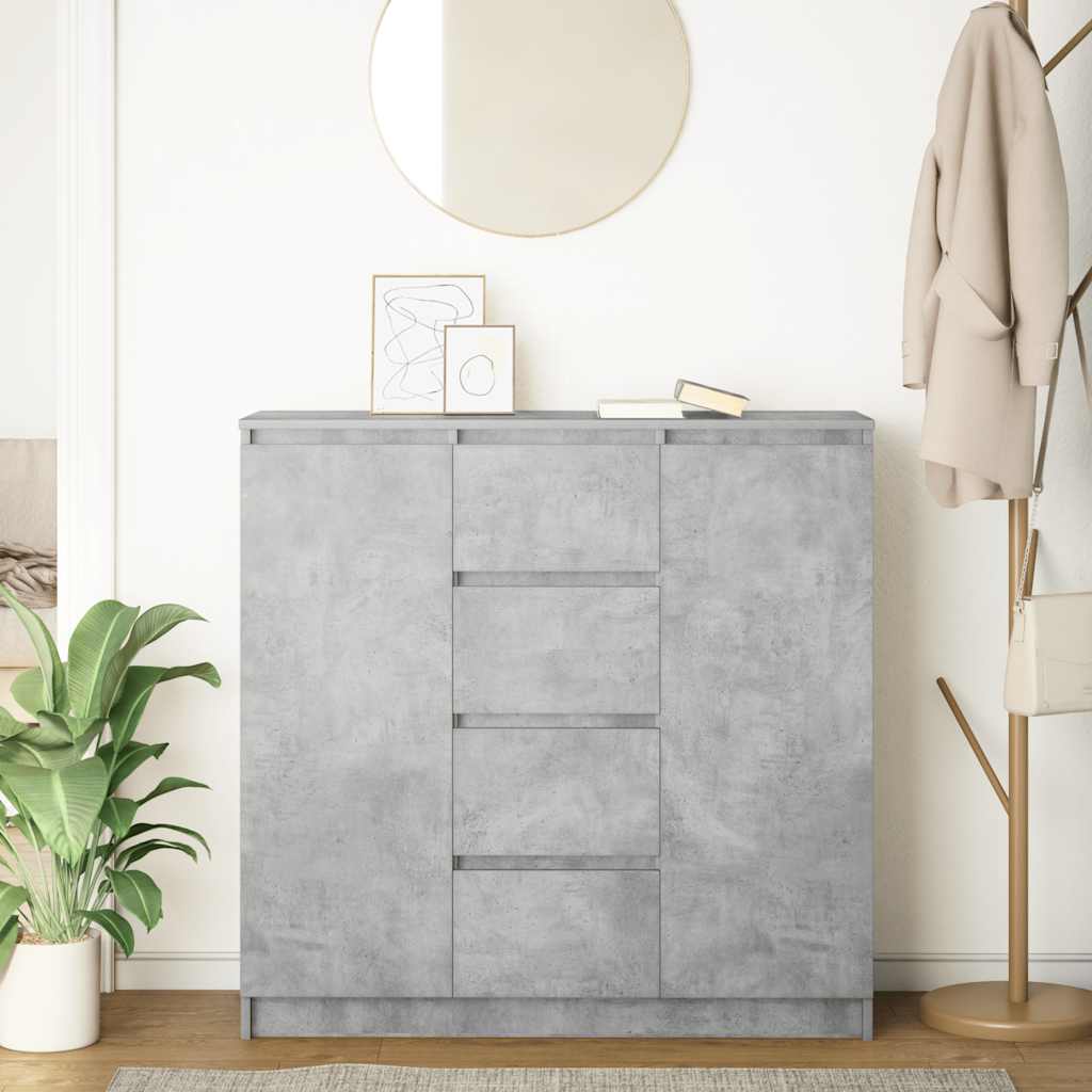 Buffet avec tiroirs gris béton 100,5x35x98,5 cm bois ingénierie - XIOS