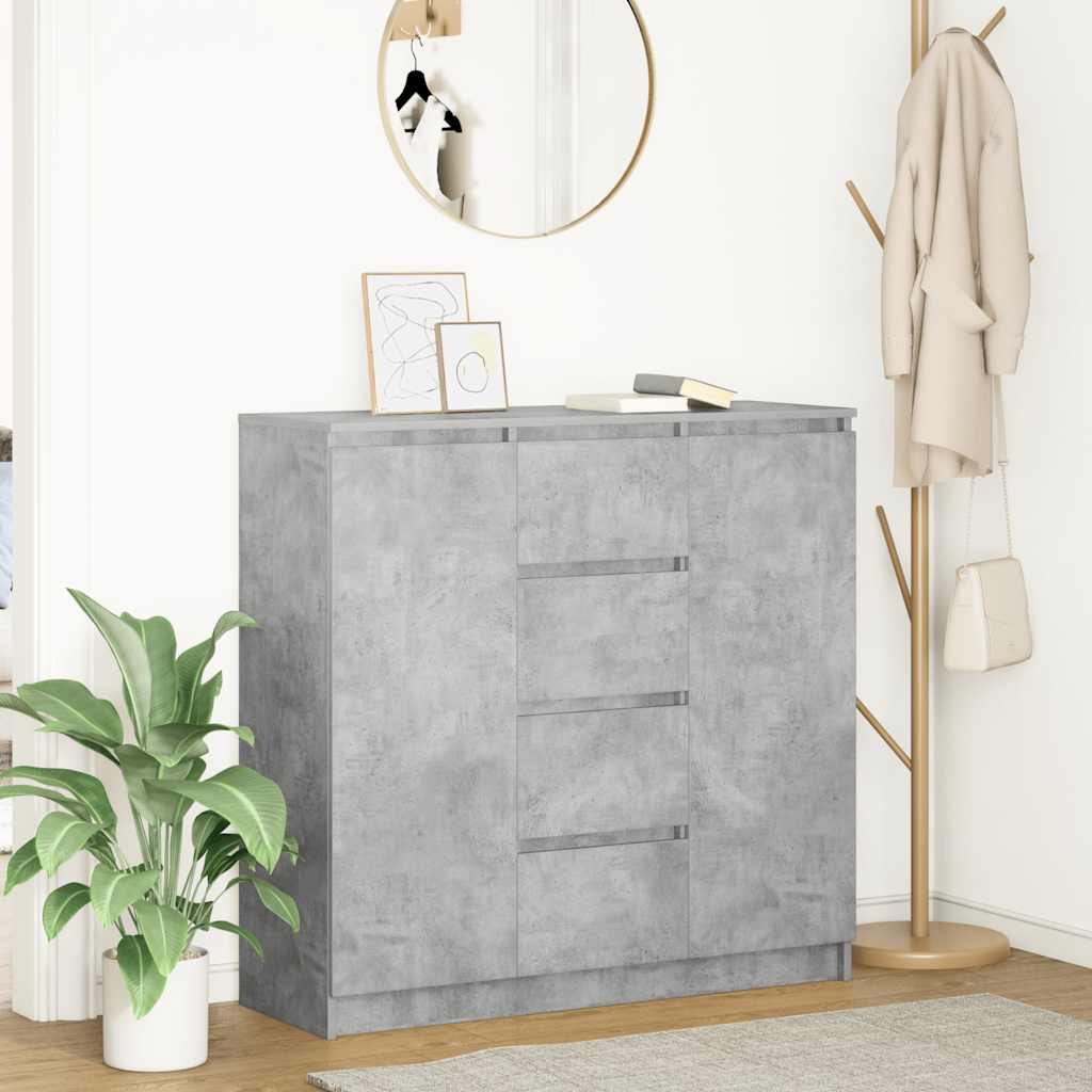 Buffet avec tiroirs gris béton 100,5x35x98,5 cm bois ingénierie - XIOS
