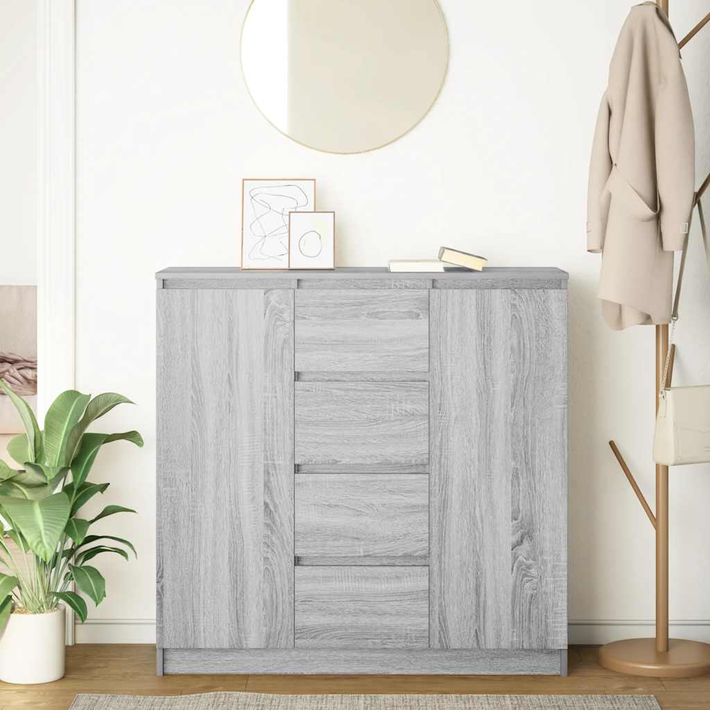 Buffet et tiroirs sonoma gris 100,5x35x98,5cm bois d'ingénierie - XIOS