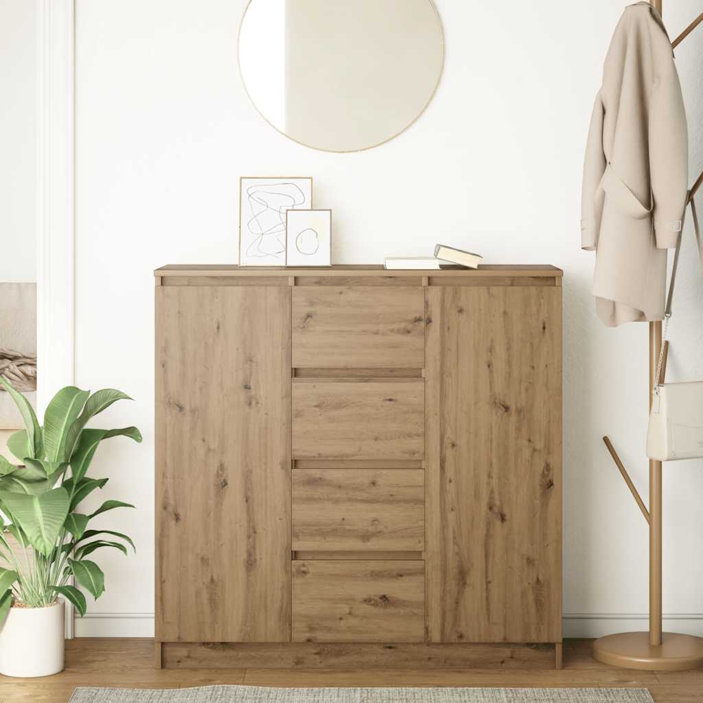 Buffet tiroirs chêne artisanal 100,5x35x98,5 cm bois ingénierie - XIOS