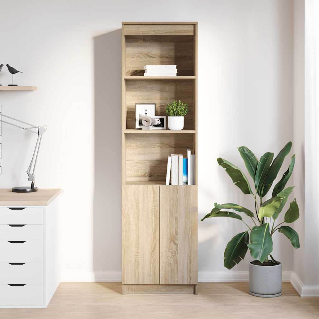 Buffet haut chêne sonoma 50x35x180 cm bois d'ingénierie - XIOS