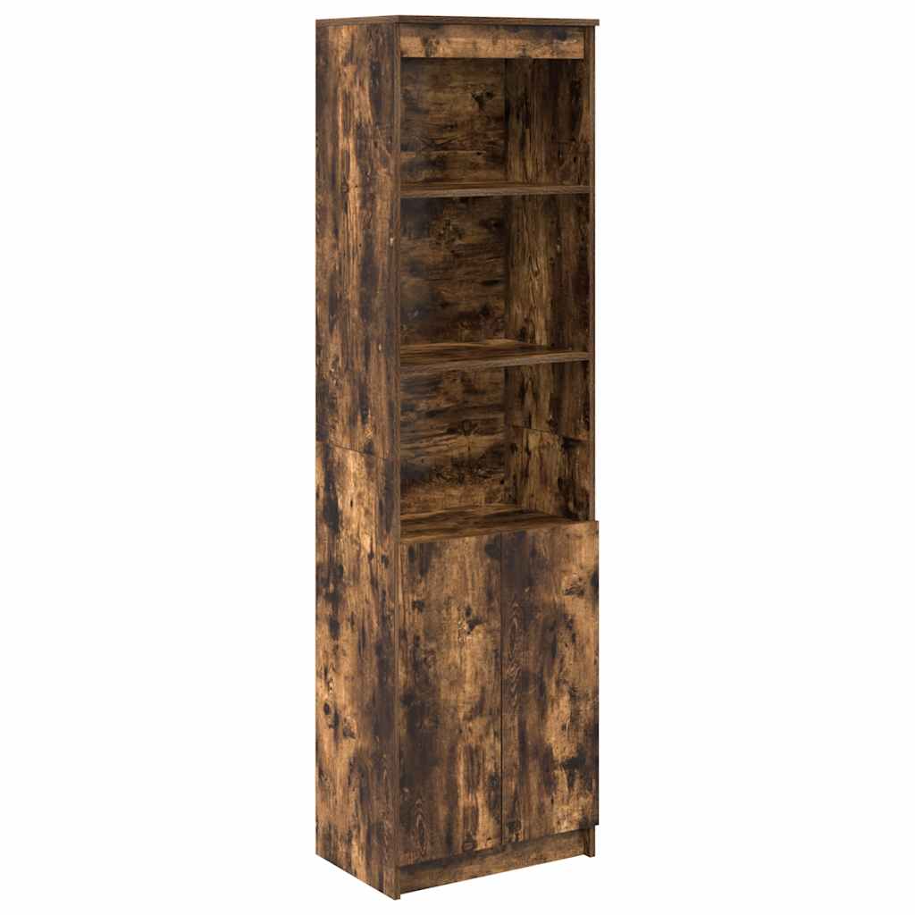 Buffet haut chêne fumé 50x35x180 cm bois d'ingénierie - XIOS