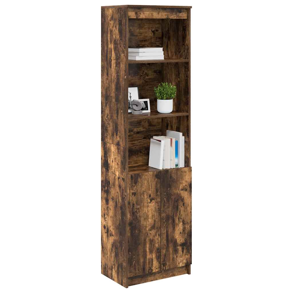 Buffet haut chêne fumé 50x35x180 cm bois d'ingénierie - XIOS