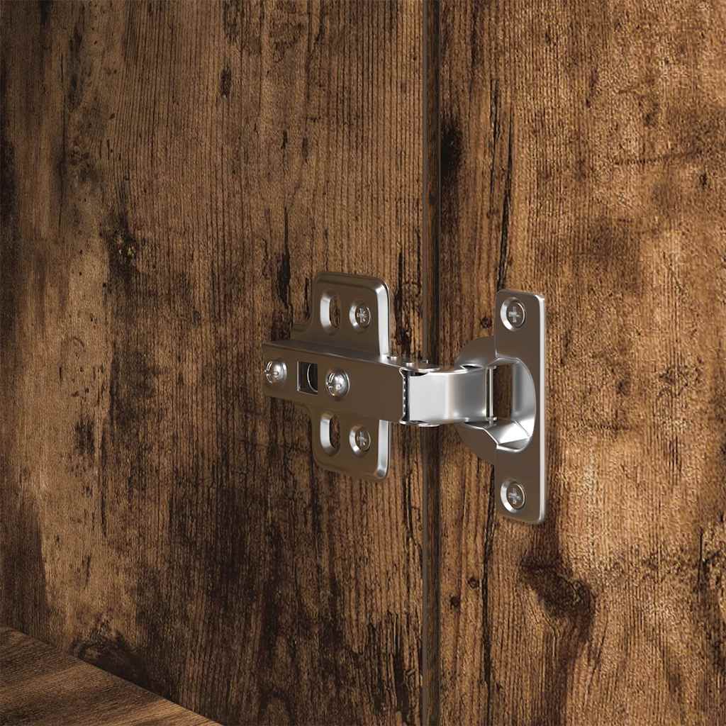 Buffet haut chêne fumé 50x35x180 cm bois d'ingénierie - XIOS