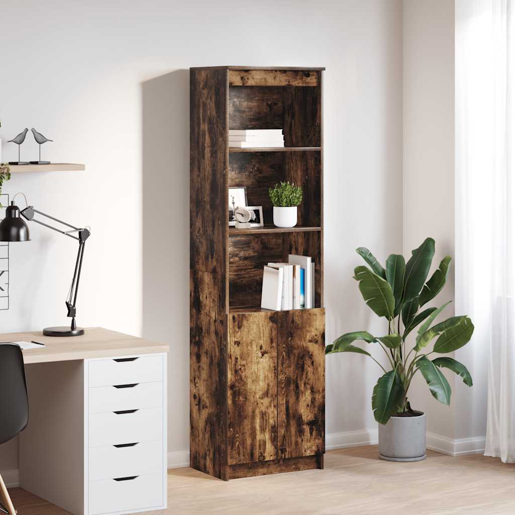 Buffet haut chêne fumé 50x35x180 cm bois d'ingénierie - XIOS