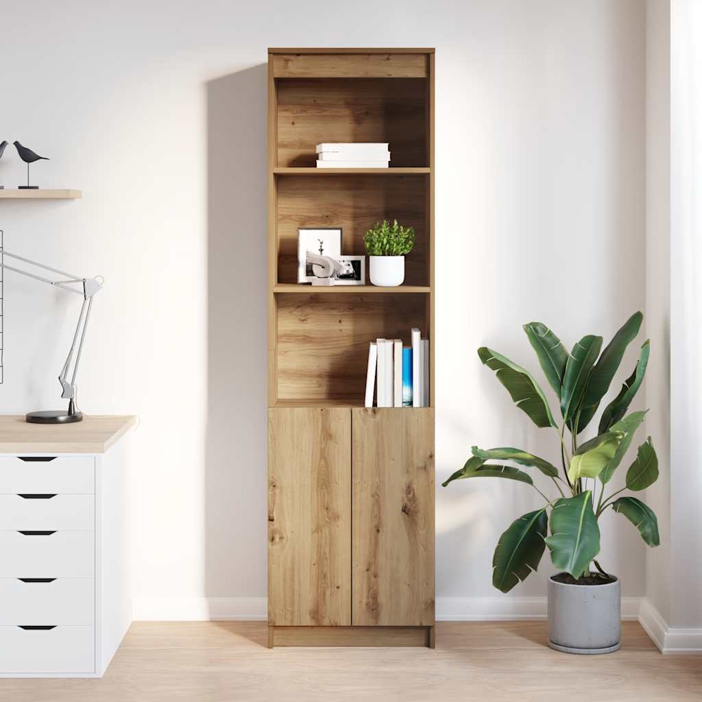 Buffet haut chêne artisanal 50x35x180 cm bois d'ingénierie - XIOS