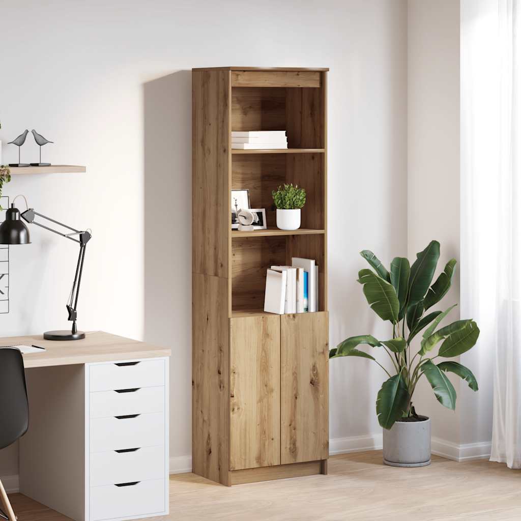 Buffet haut chêne artisanal 50x35x180 cm bois d'ingénierie - XIOS