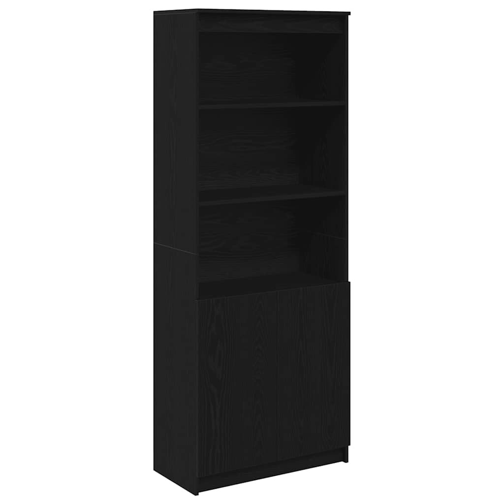 Buffet haut chêne noir 70x35x180 cm bois d'ingénierie - XIOS