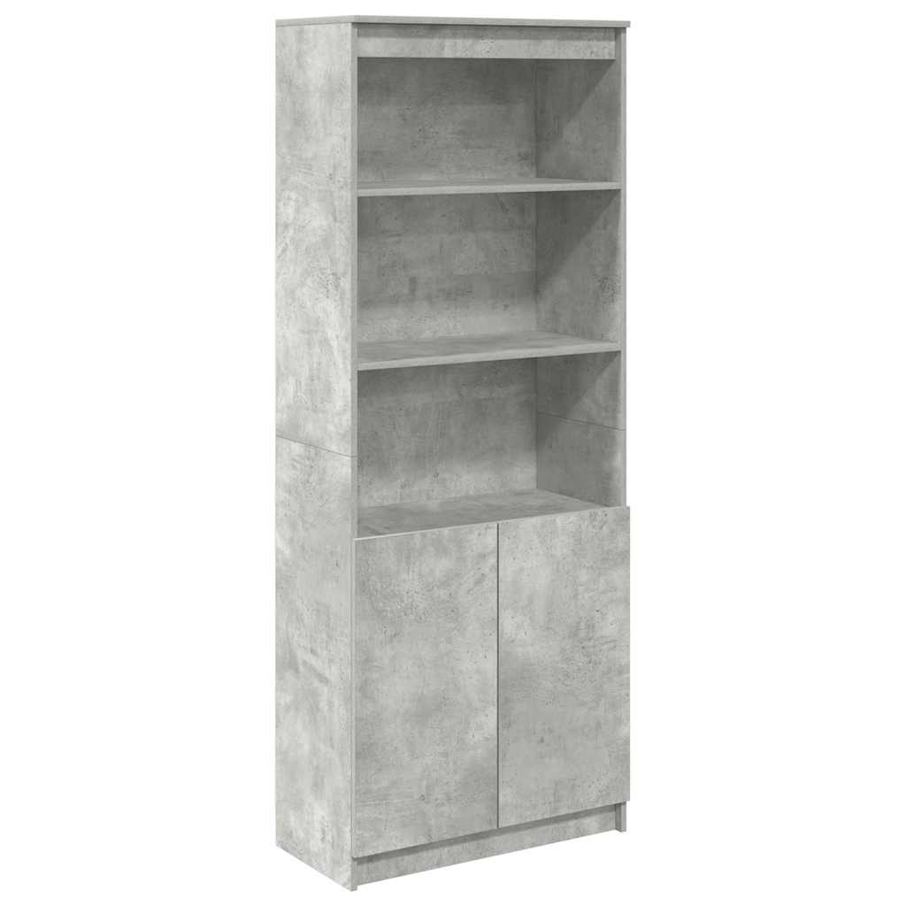 Buffet haut gris béton 70x35x180 cm bois d'ingénierie - XIOS