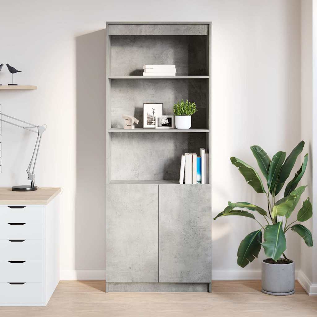 Buffet haut gris béton 70x35x180 cm bois d'ingénierie - XIOS