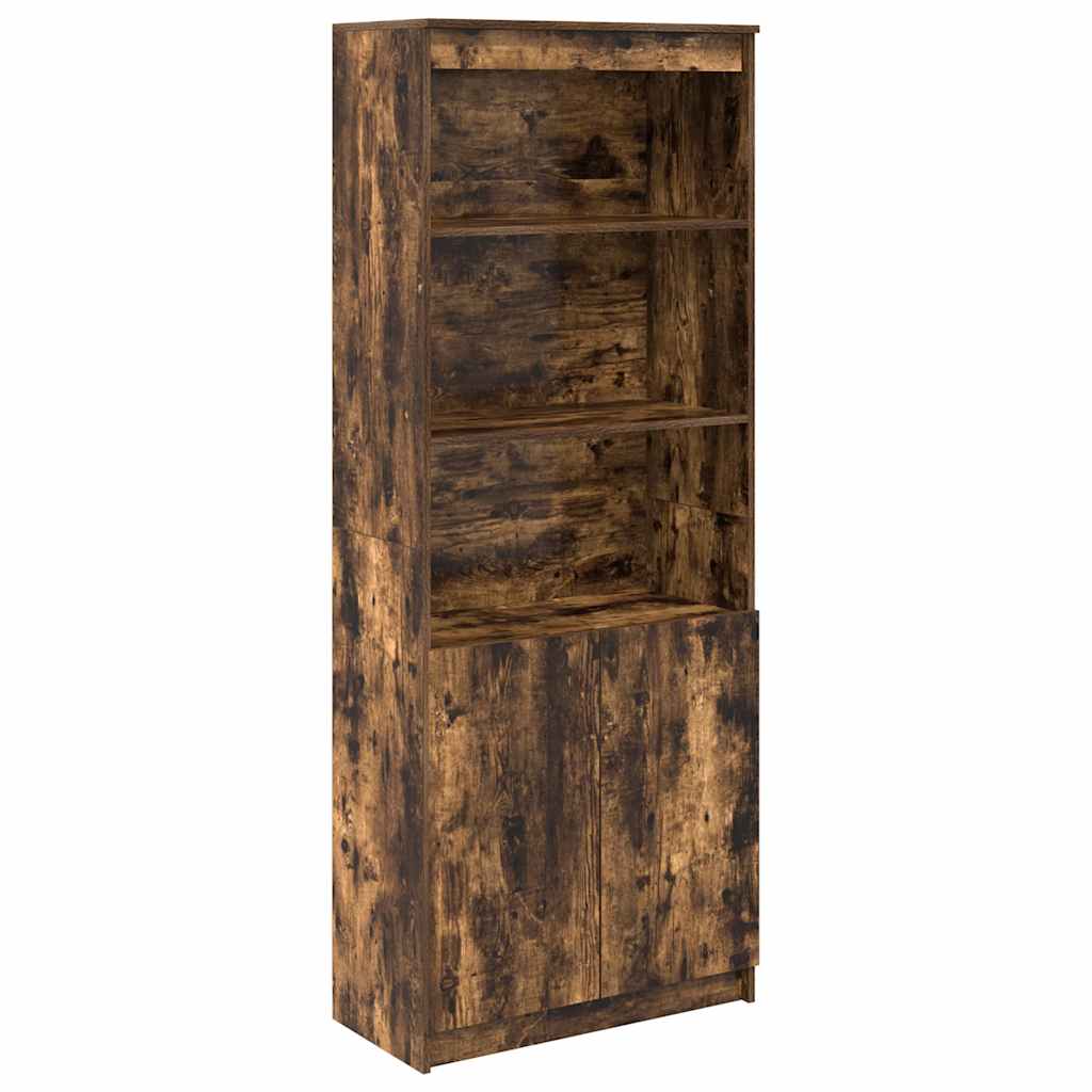 Buffet haut chêne fumé 70x35x180 cm bois d'ingénierie - XIOS