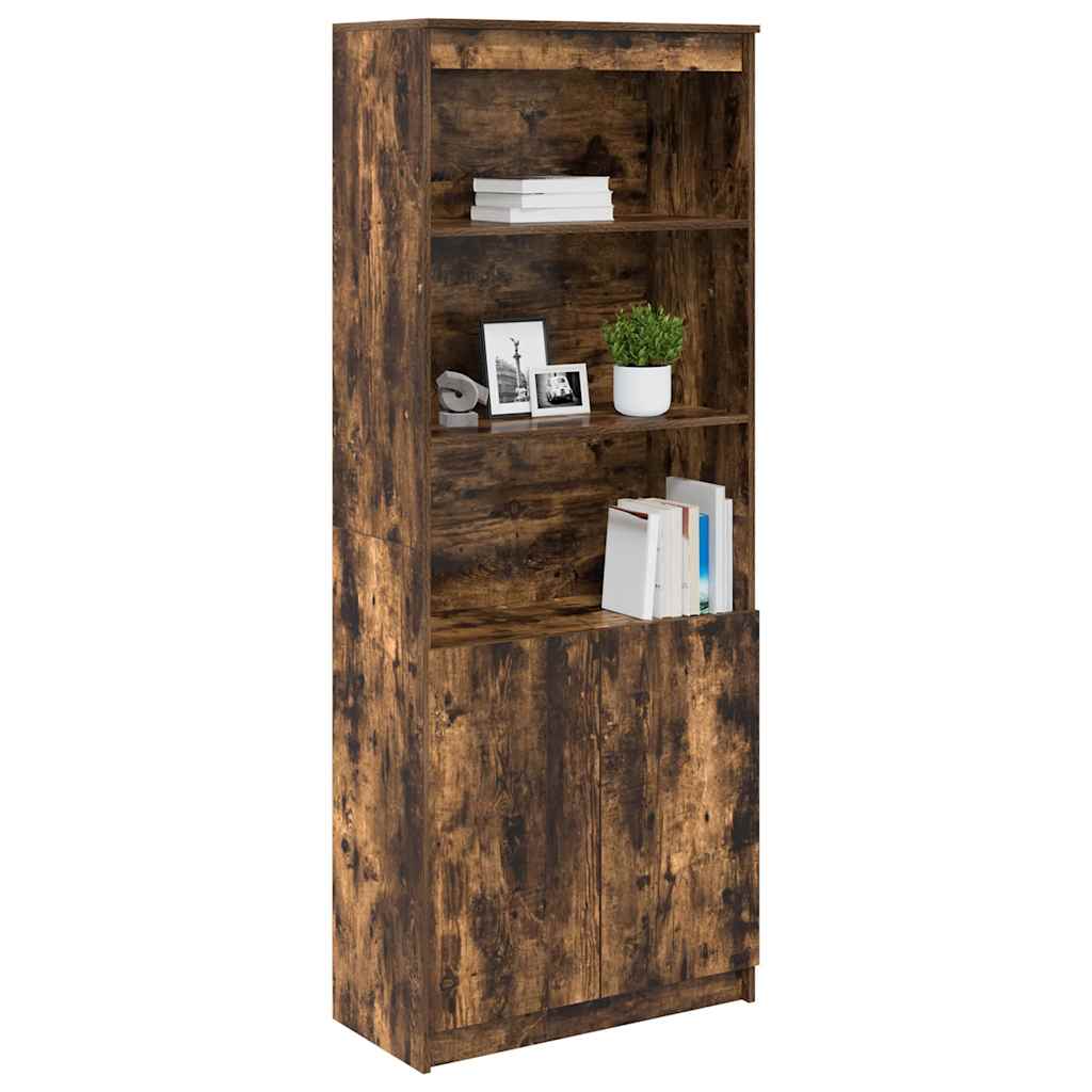 Buffet haut chêne fumé 70x35x180 cm bois d'ingénierie - XIOS