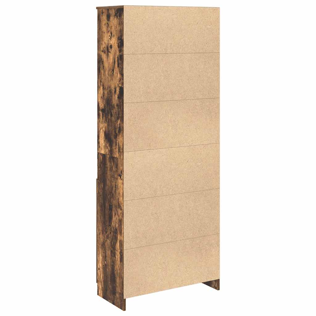Buffet haut chêne fumé 70x35x180 cm bois d'ingénierie - XIOS