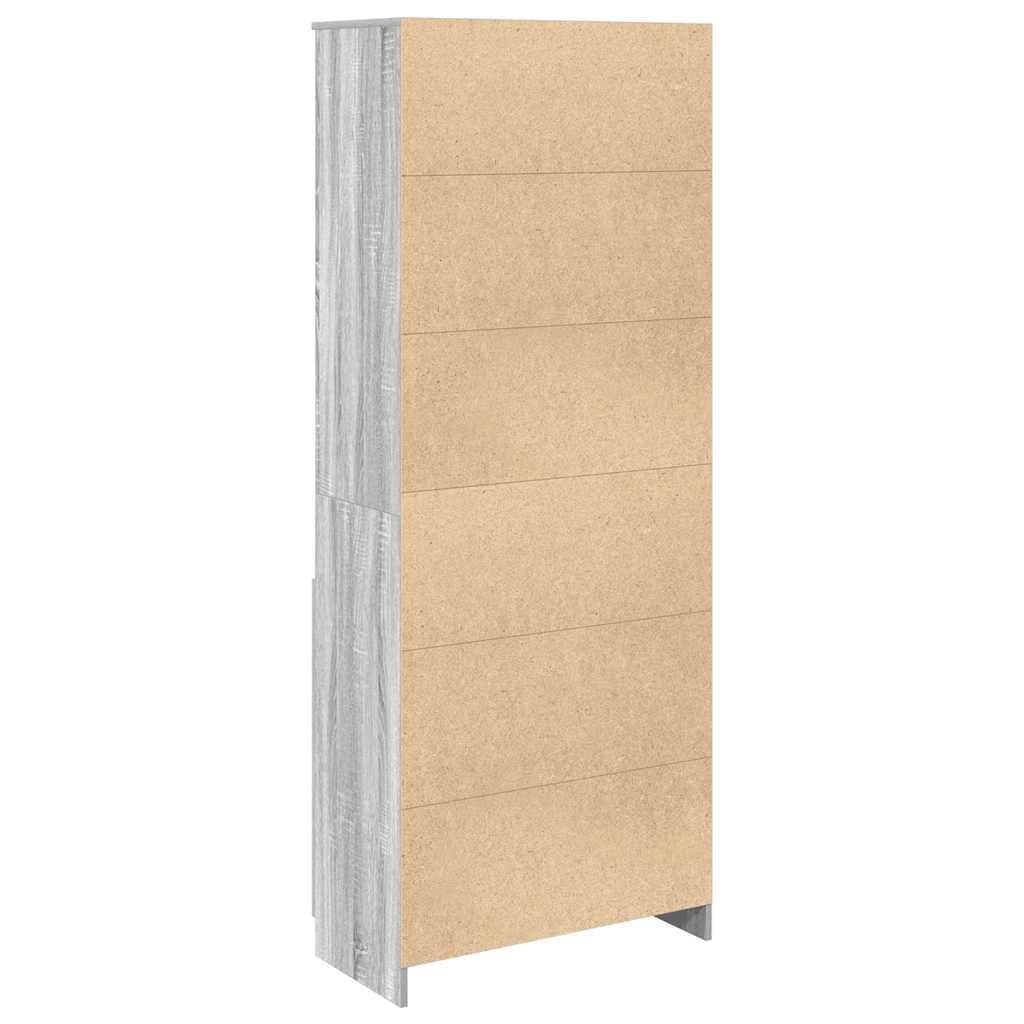 Buffet haut sonoma gris 70x35x180 cm bois d'ingénierie - XIOS