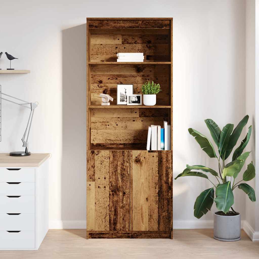 Buffet haut vieux bois 70x35x180 cm bois d'ingénierie - XIOS