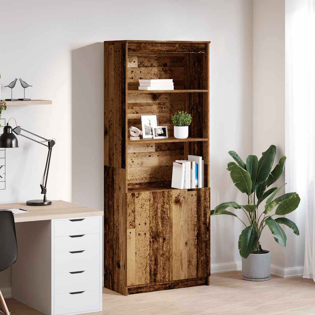 Buffet haut vieux bois 70x35x180 cm bois d'ingénierie - XIOS