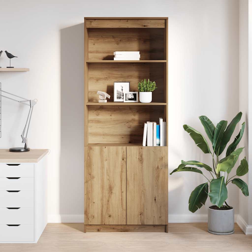 Buffet haut chêne artisanal 70x35x180 cm bois d'ingénierie - XIOS