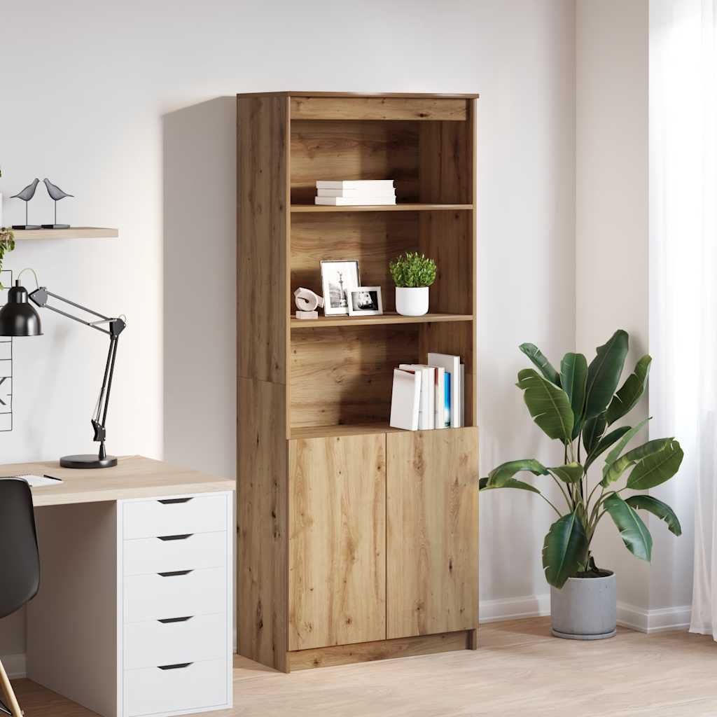 Buffet haut chêne artisanal 70x35x180 cm bois d'ingénierie - XIOS