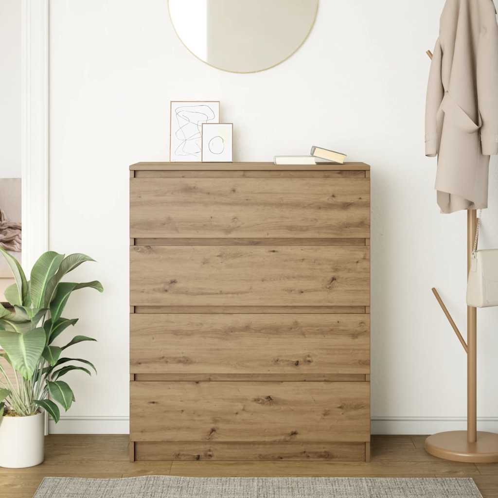 Buffet chêne artisanal 80x35x99 cm bois d'ingénierie - XIOS
